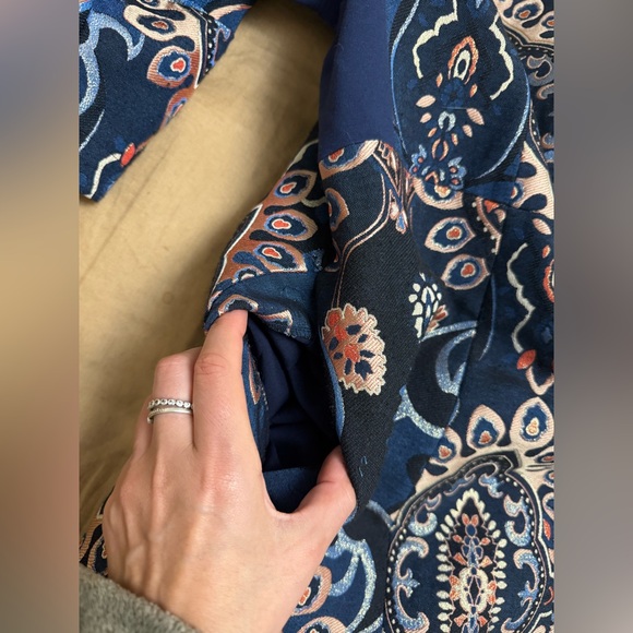 CHICOS 4 (US 20/22)jacquard embroidered topper jacket blue metallic lined boho - Picture 14 of 15